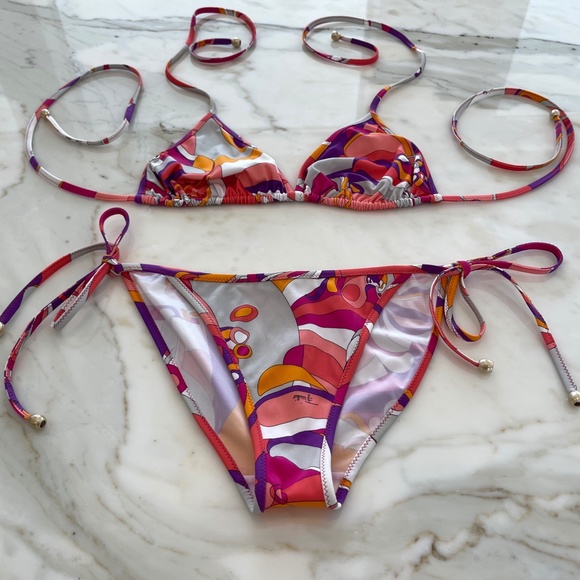 EMILIO PUCCI PINK MULTI BIKINI SIZE IT 42 / US 8 - Picture 5 of 16